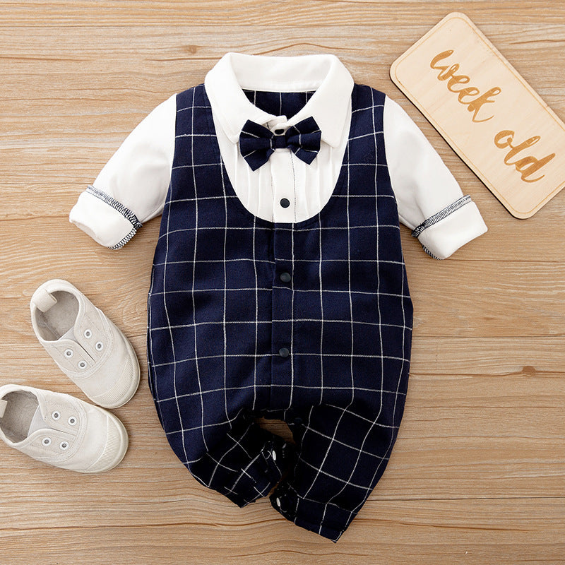 Baby Jumpsuit Spring And Autumn Models Foreign Trade Gentleman Baby Clothes Long-Sleeved Baby Clothes Baby Clothes