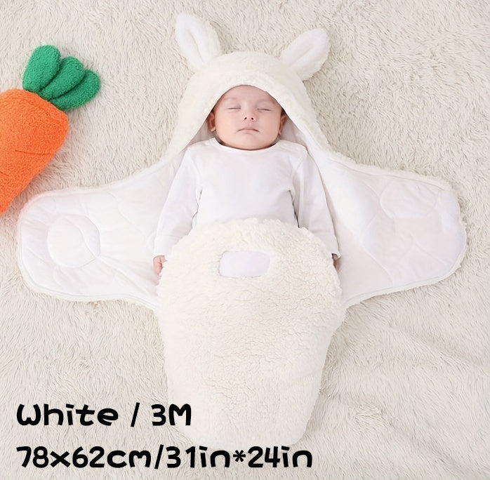 Super Soft Baby Sleeping Bag Fluffy Fleece Newborn Blanket Swaddle Blankets, Unisex Baby Wrap For Newborn Baby Boys Girls With Head-Protecting & Head-Supporting Function, Wearable Swaddle Sleep Sack