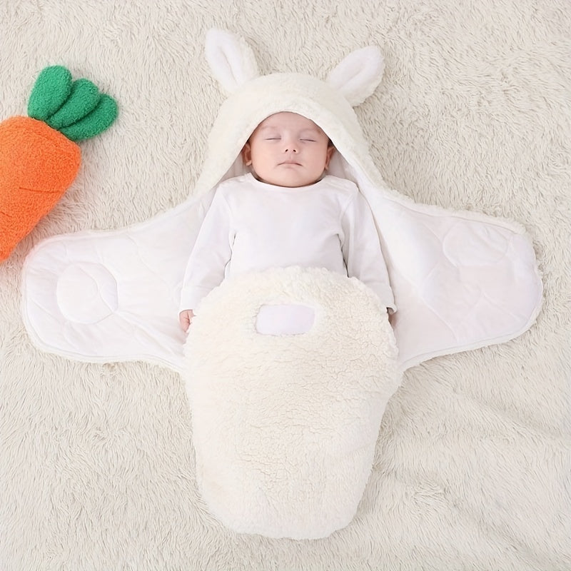 Super Soft Baby Sleeping Bag Fluffy Fleece Newborn Blanket Swaddle Blankets, Unisex Baby Wrap For Newborn Baby Boys Girls With Head-Protecting & Head-Supporting Function, Wearable Swaddle Sleep Sack